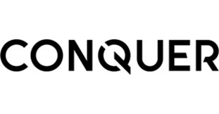 Logo for Conquer Adaptive Company: Black lettering spelling out Conquer