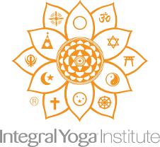 Integral Yoga institute logo-orange lotus flower with small symbols on each leaf